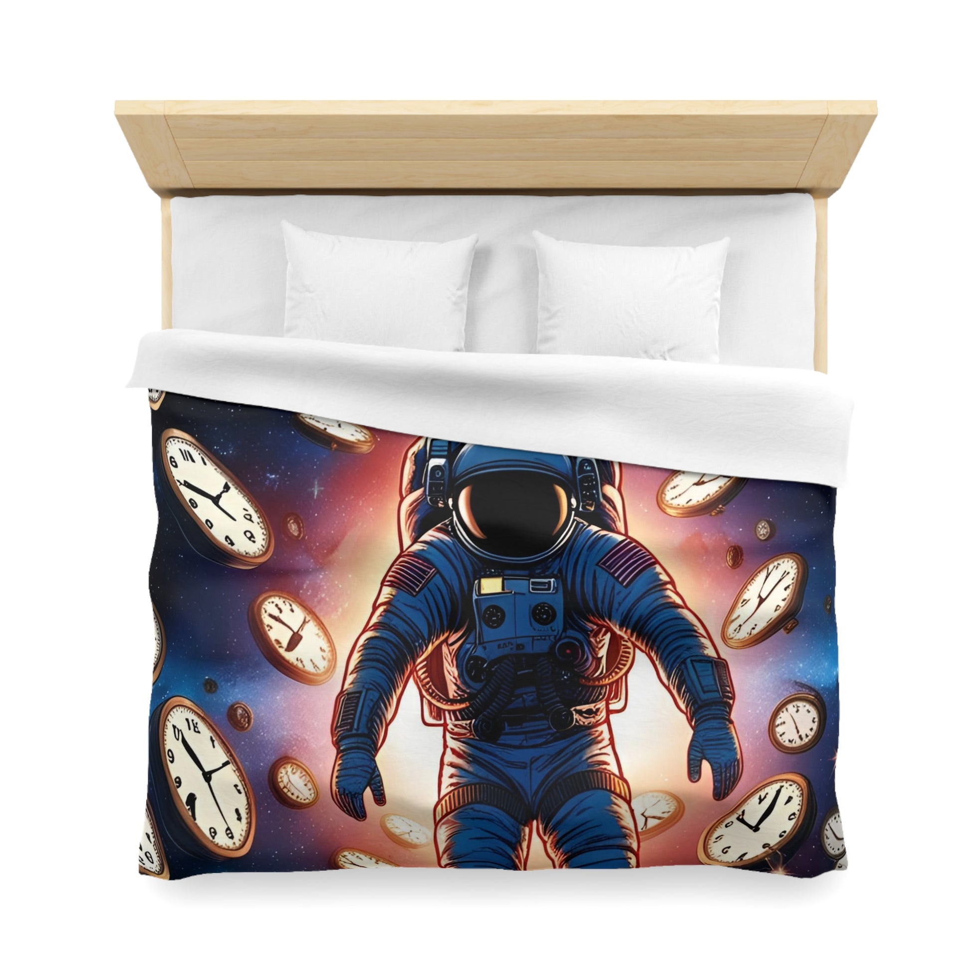 Astronaut Time Travel Microfiber Duvet Cover, Space Bedding, Bedroom Decor, Cosmic Gift, Unique Home Accessory