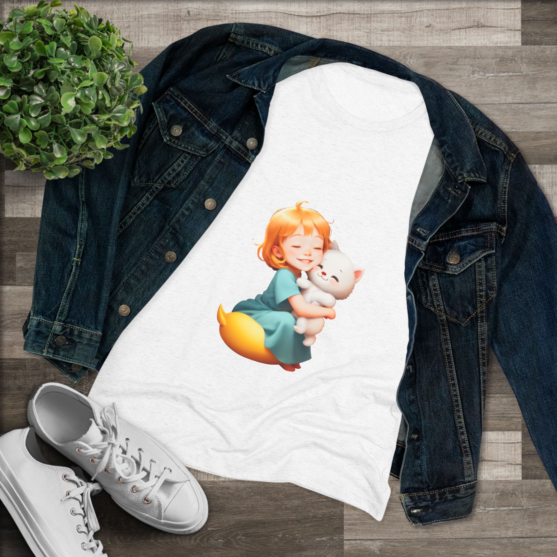 Cute Cat Hug Women's Triblend Tee - Perfect for Cat Lovers!