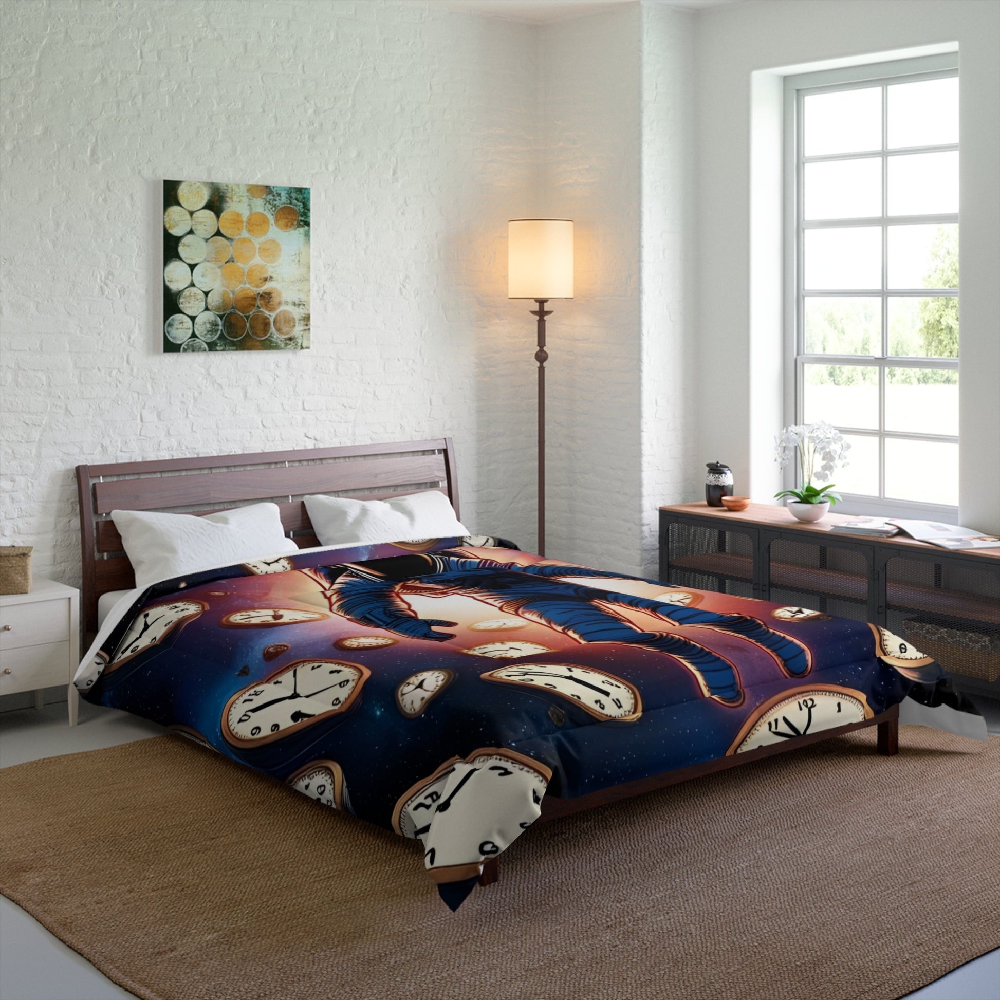 Astro Clock Comforter - Cosmic Bedding for Dreamers, Space Decor, Kids Room, Gift for Astronaut Lovers, Galaxy Theme Duvet