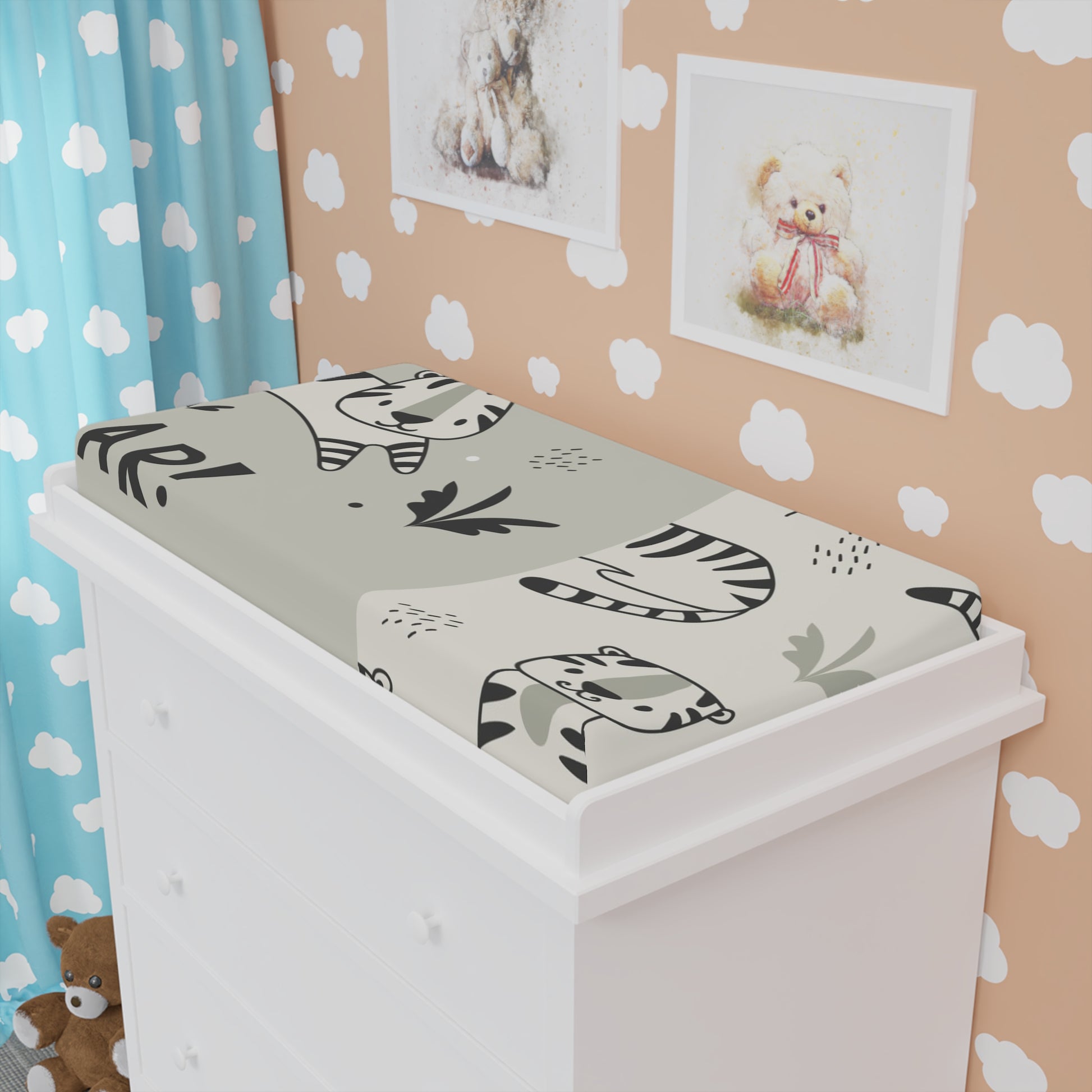 Adorable Baby Changing Pad Cover - Safari Animals Design, Nursery Decor, Baby Shower Gift, Cute Baby Bedding, Gender Neutral