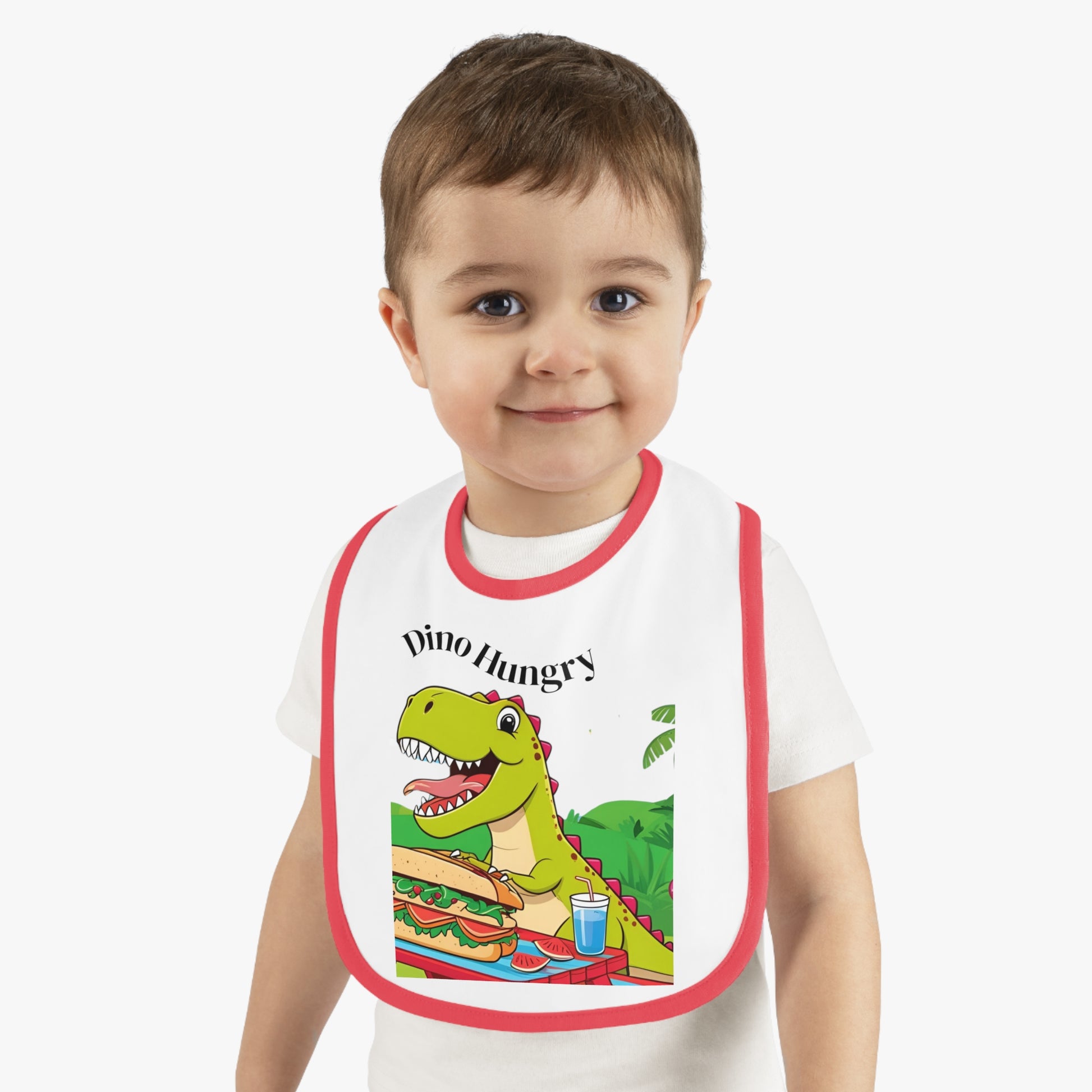 Dino Hungry Baby Bib, Cute Bib for Toddlers, Baby Shower Gift, Fun Feeding Accessory, Dinosaur Theme