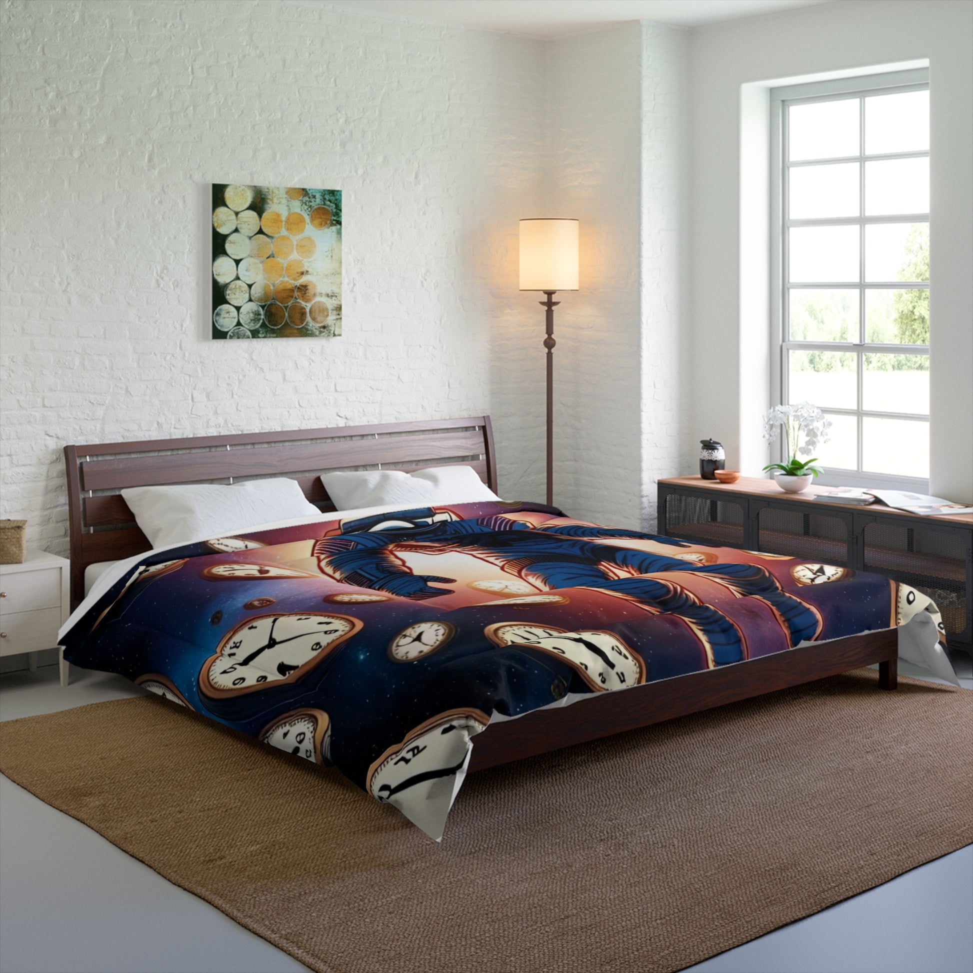 Astro Clock Comforter - Cosmic Bedding for Dreamers, Space Decor, Kids Room, Gift for Astronaut Lovers, Galaxy Theme Duvet