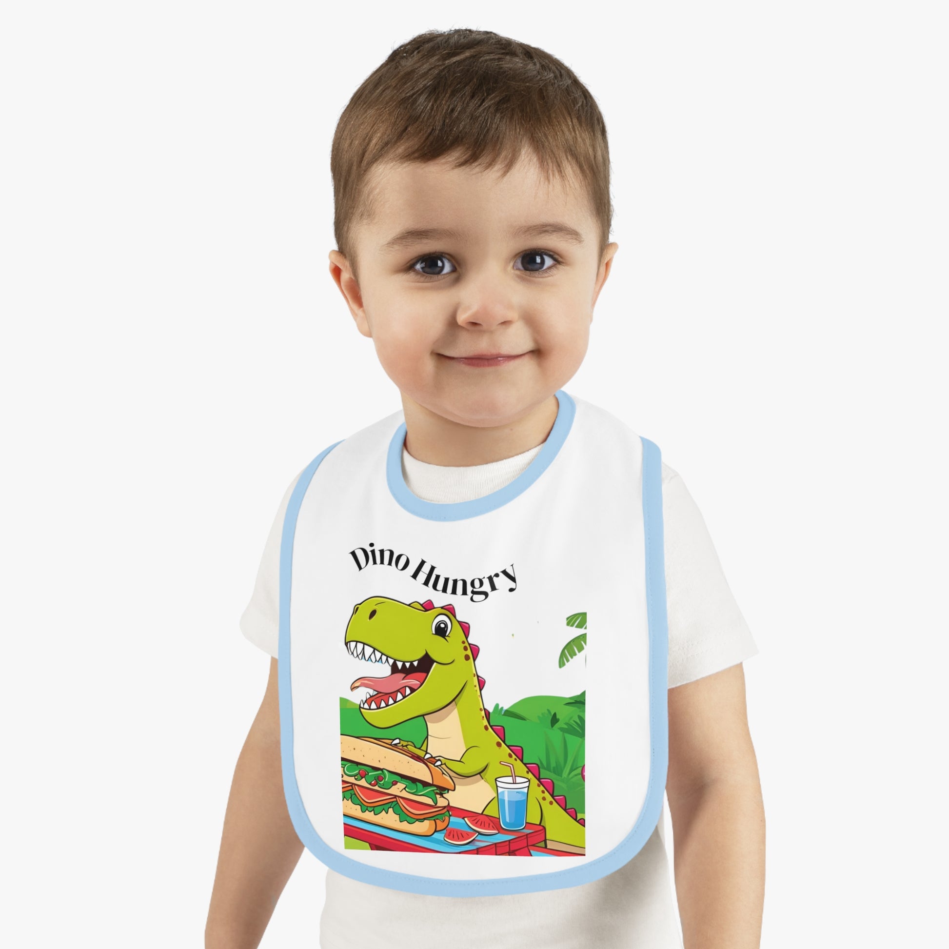 Dino Hungry Baby Bib, Cute Bib for Toddlers, Baby Shower Gift, Fun Feeding Accessory, Dinosaur Theme