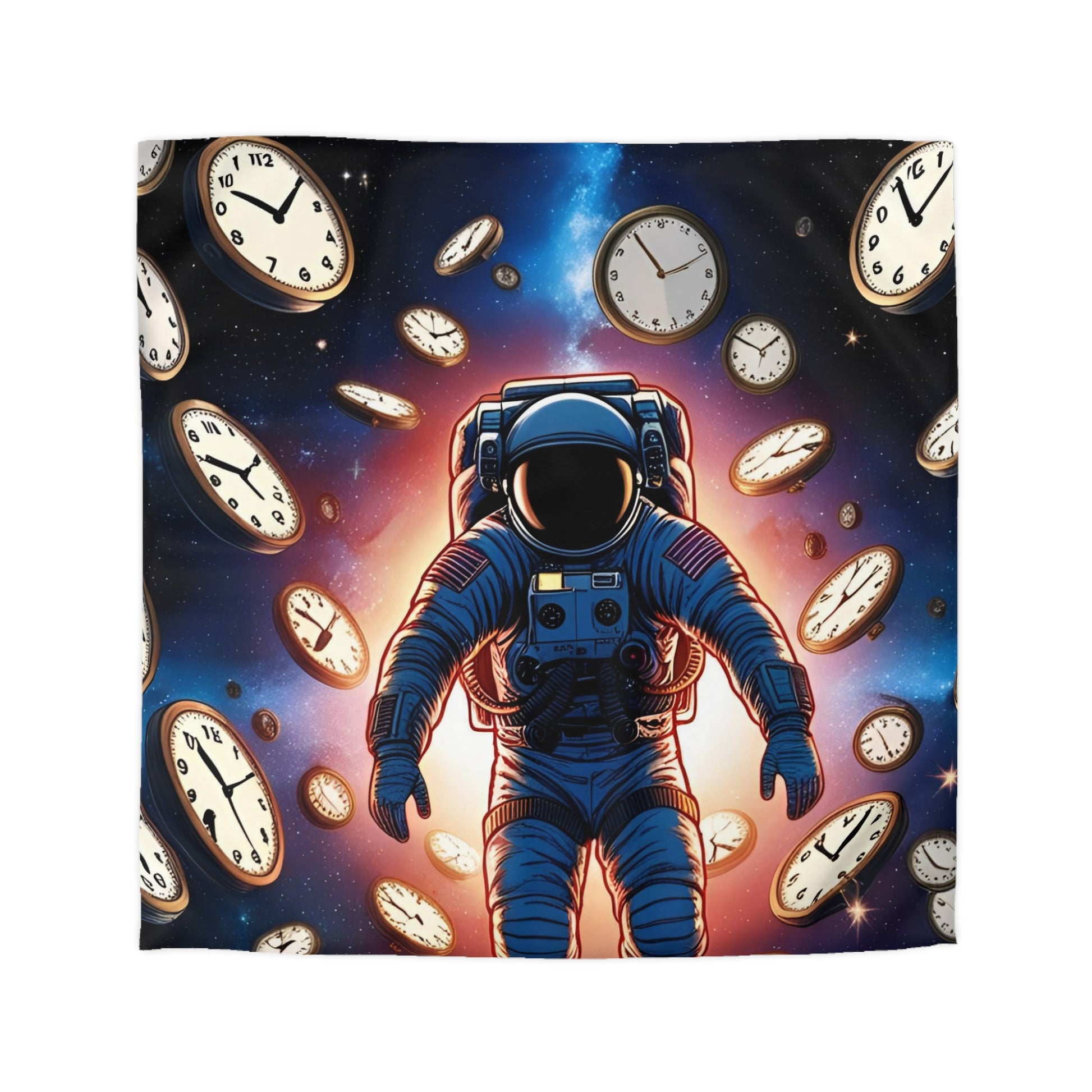 Astronaut Time Travel Microfiber Duvet Cover, Space Bedding, Bedroom Decor, Cosmic Gift, Unique Home Accessory