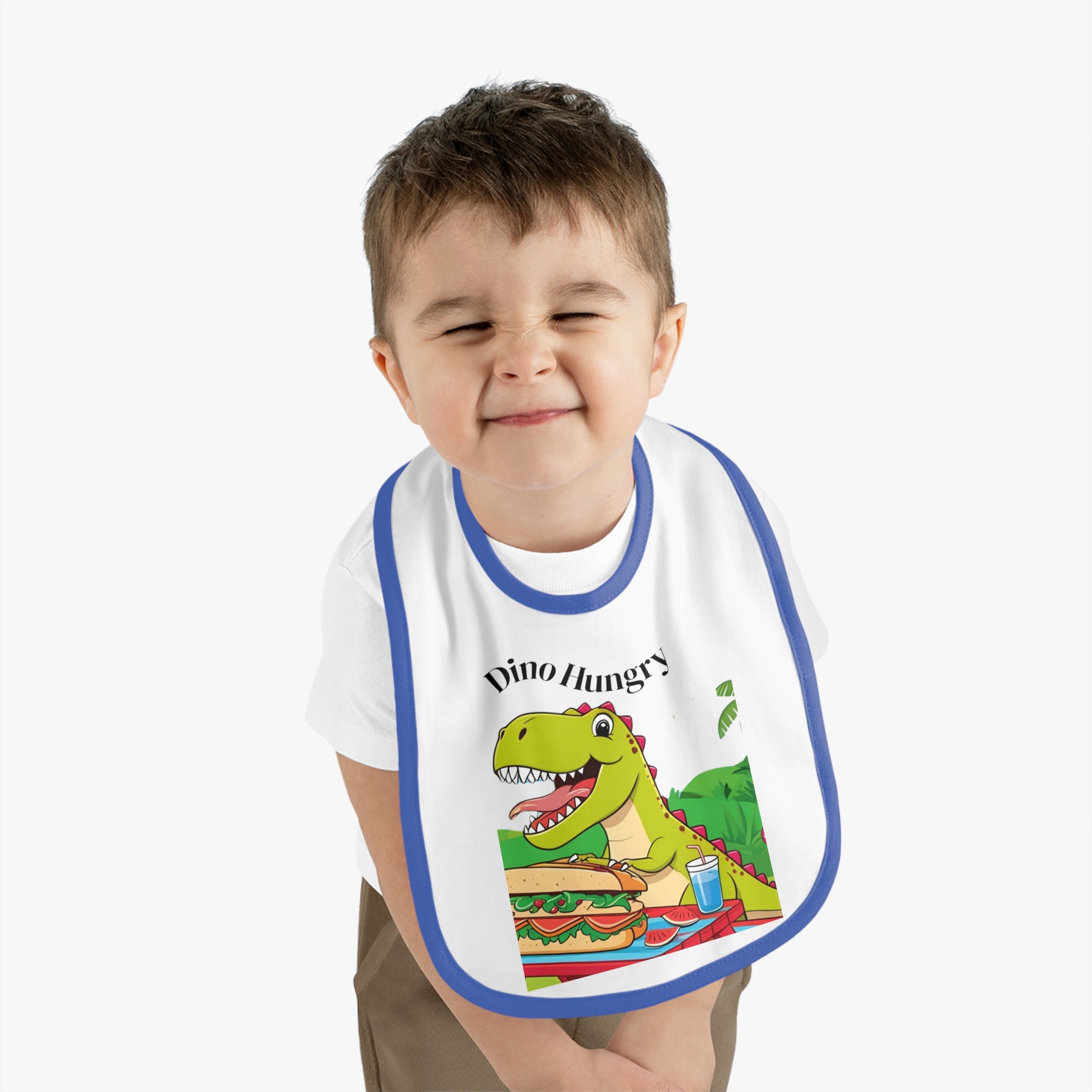 Dino Hungry Baby Bib, Cute Bib for Toddlers, Baby Shower Gift, Fun Feeding Accessory, Dinosaur Theme