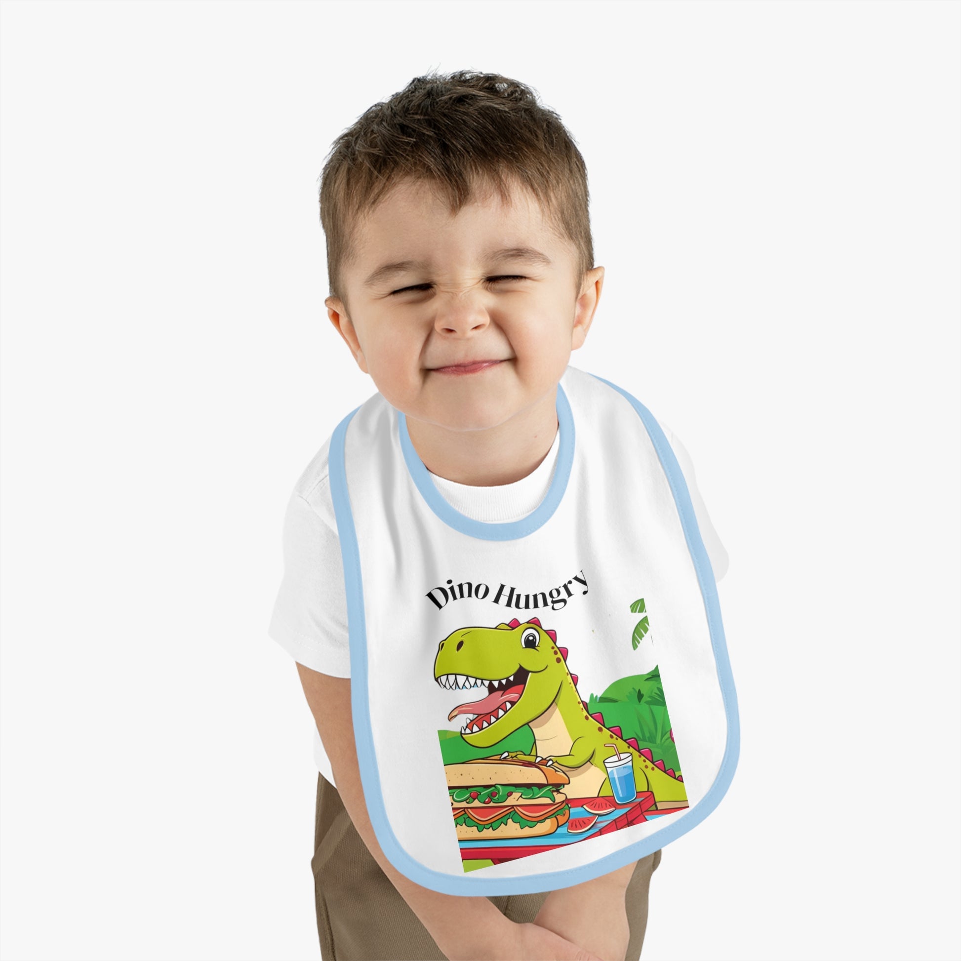 Dino Hungry Baby Bib, Cute Bib for Toddlers, Baby Shower Gift, Fun Feeding Accessory, Dinosaur Theme