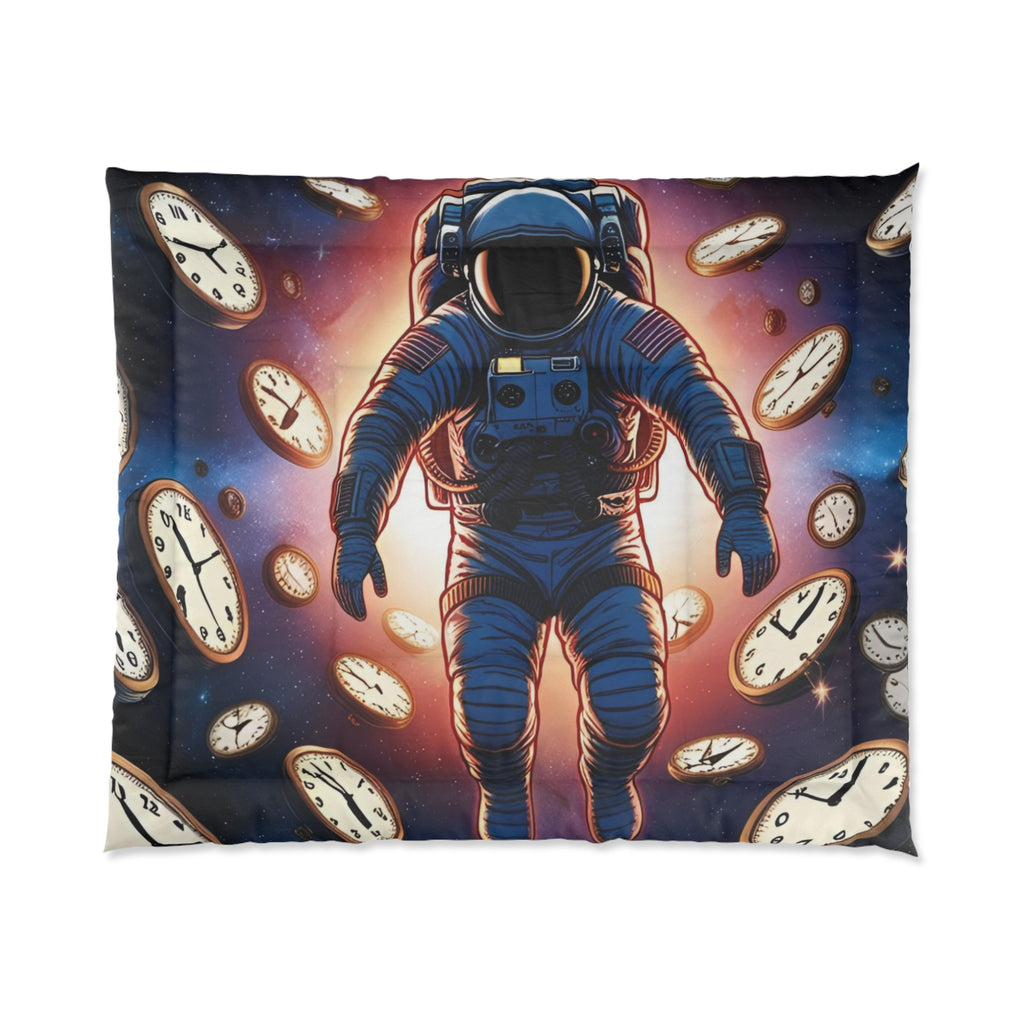 Astro Clock Comforter - Cosmic Bedding for Dreamers, Space Decor, Kids Room, Gift for Astronaut Lovers, Galaxy Theme Duvet