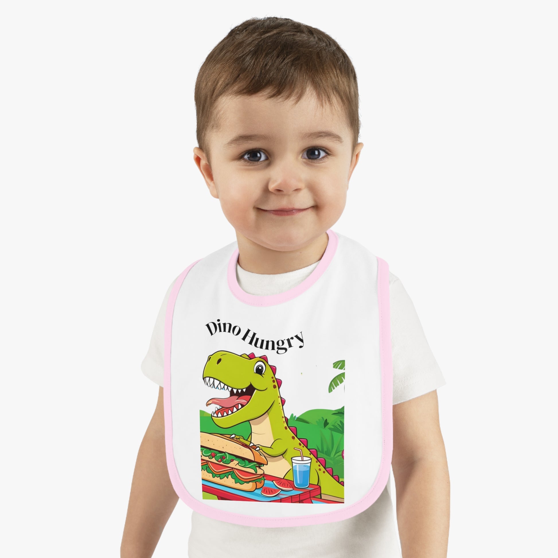 Dino Hungry Baby Bib, Cute Bib for Toddlers, Baby Shower Gift, Fun Feeding Accessory, Dinosaur Theme