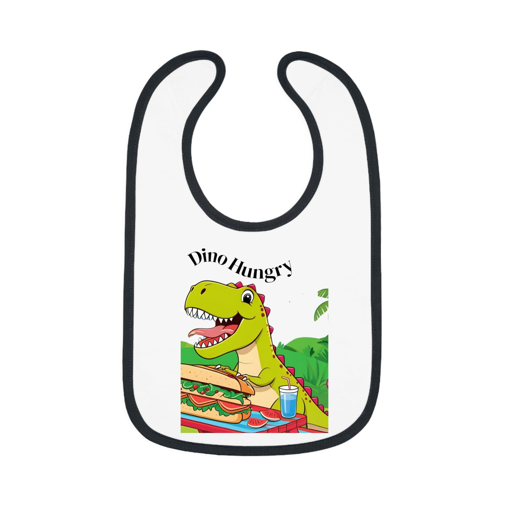 Dino Hungry Baby Bib, Cute Bib for Toddlers, Baby Shower Gift, Fun Feeding Accessory, Dinosaur Theme