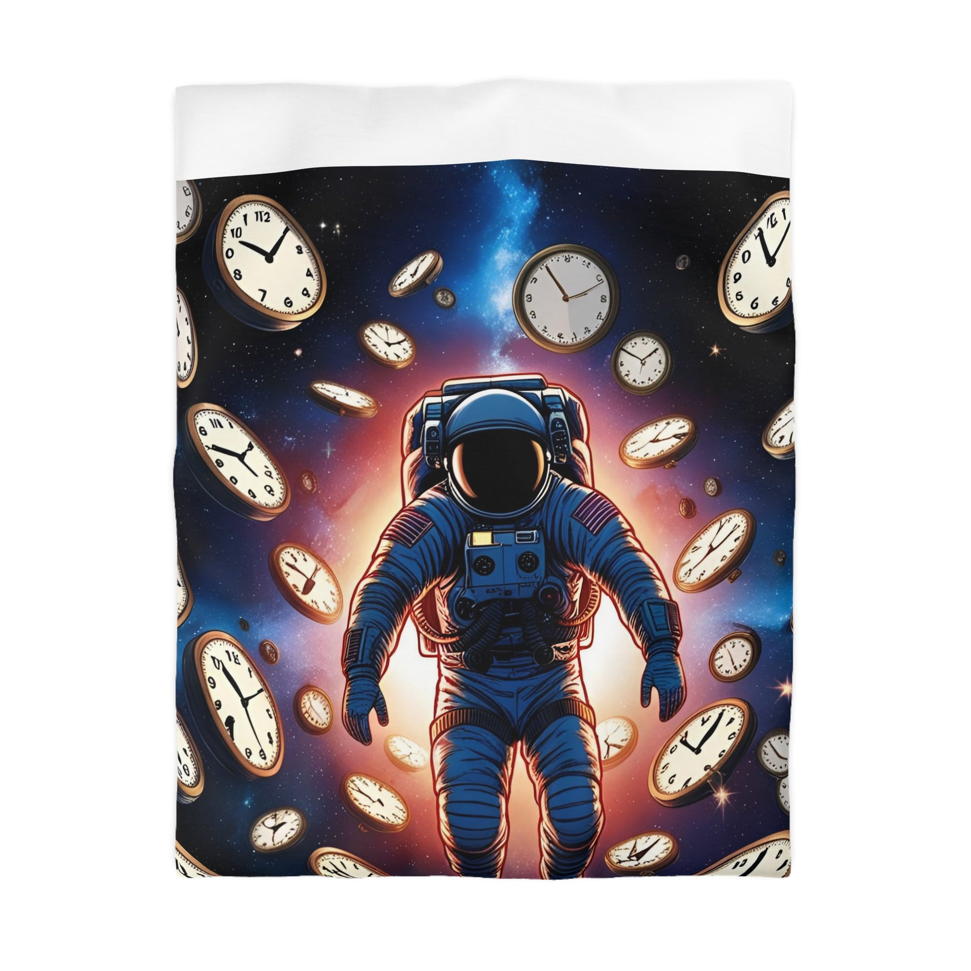 Astronaut Time Travel Microfiber Duvet Cover, Space Bedding, Bedroom Decor, Cosmic Gift, Unique Home Accessory