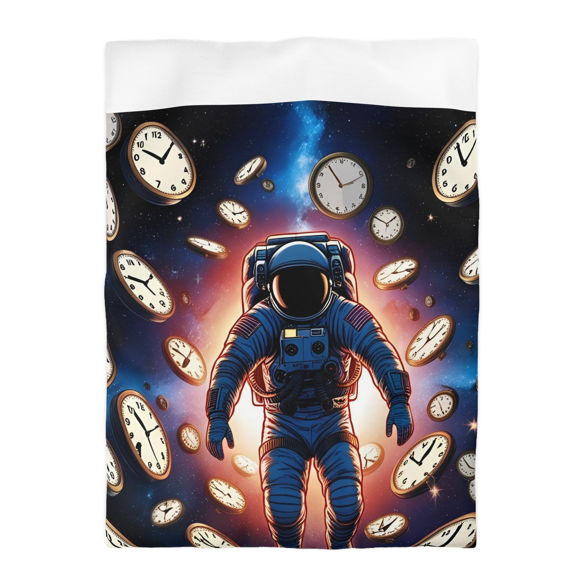 Astronaut Time Travel Microfiber Duvet Cover, Space Bedding, Bedroom Decor, Cosmic Gift, Unique Home Accessory