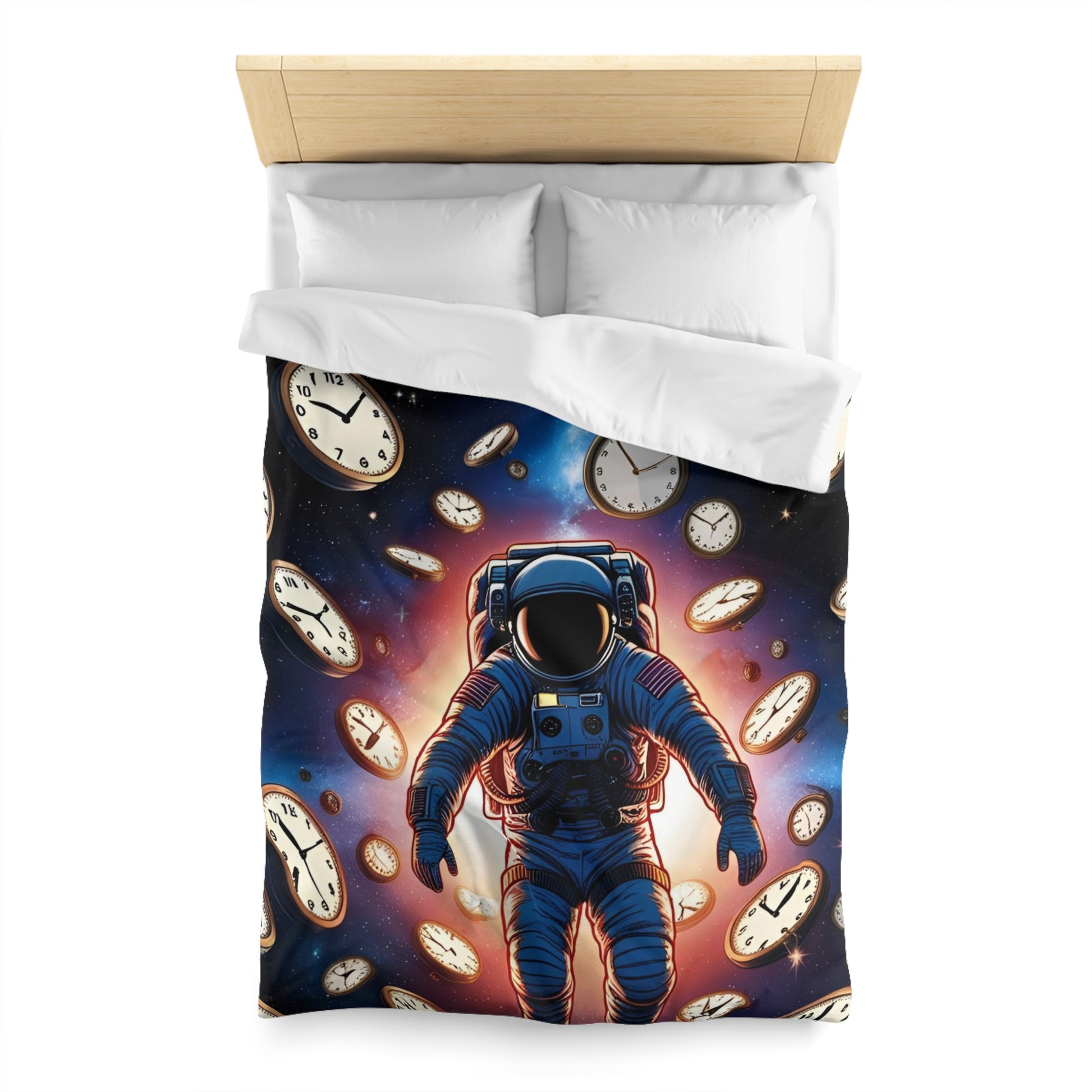 Astronaut Time Travel Microfiber Duvet Cover, Space Bedding, Bedroom Decor, Cosmic Gift, Unique Home Accessory
