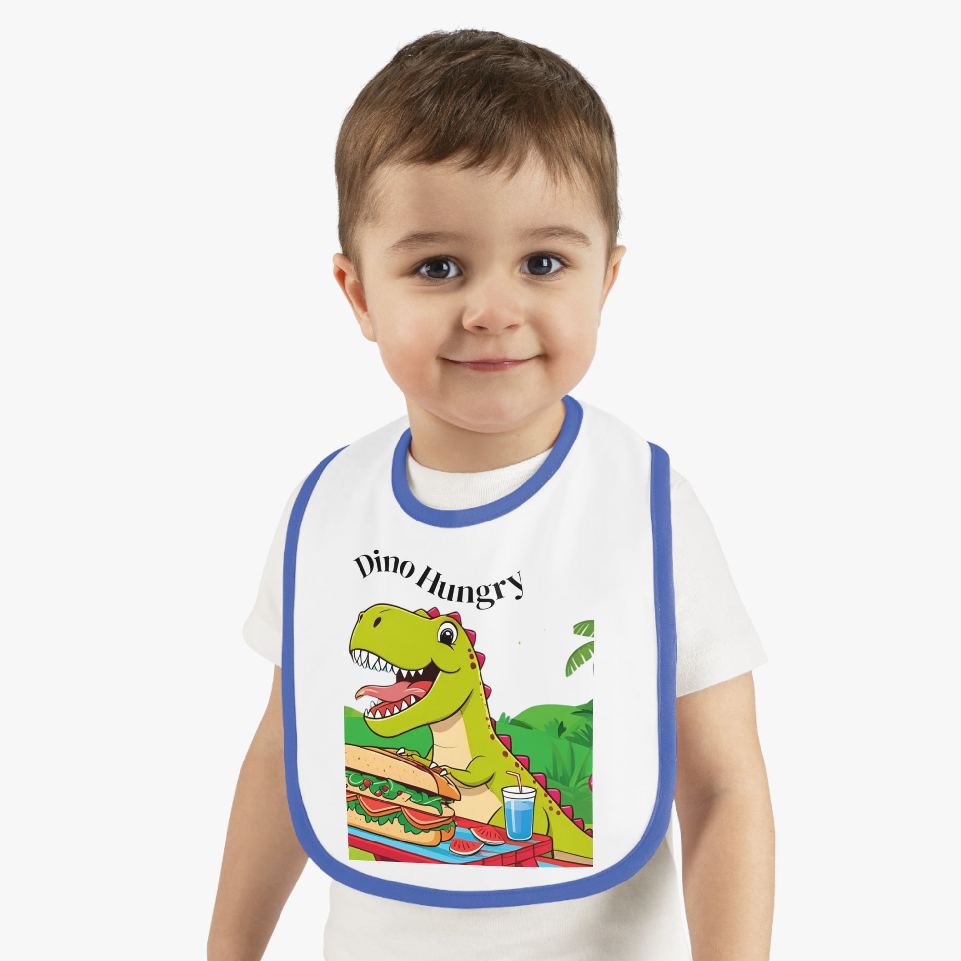 Dino Hungry Baby Bib, Cute Bib for Toddlers, Baby Shower Gift, Fun Feeding Accessory, Dinosaur Theme