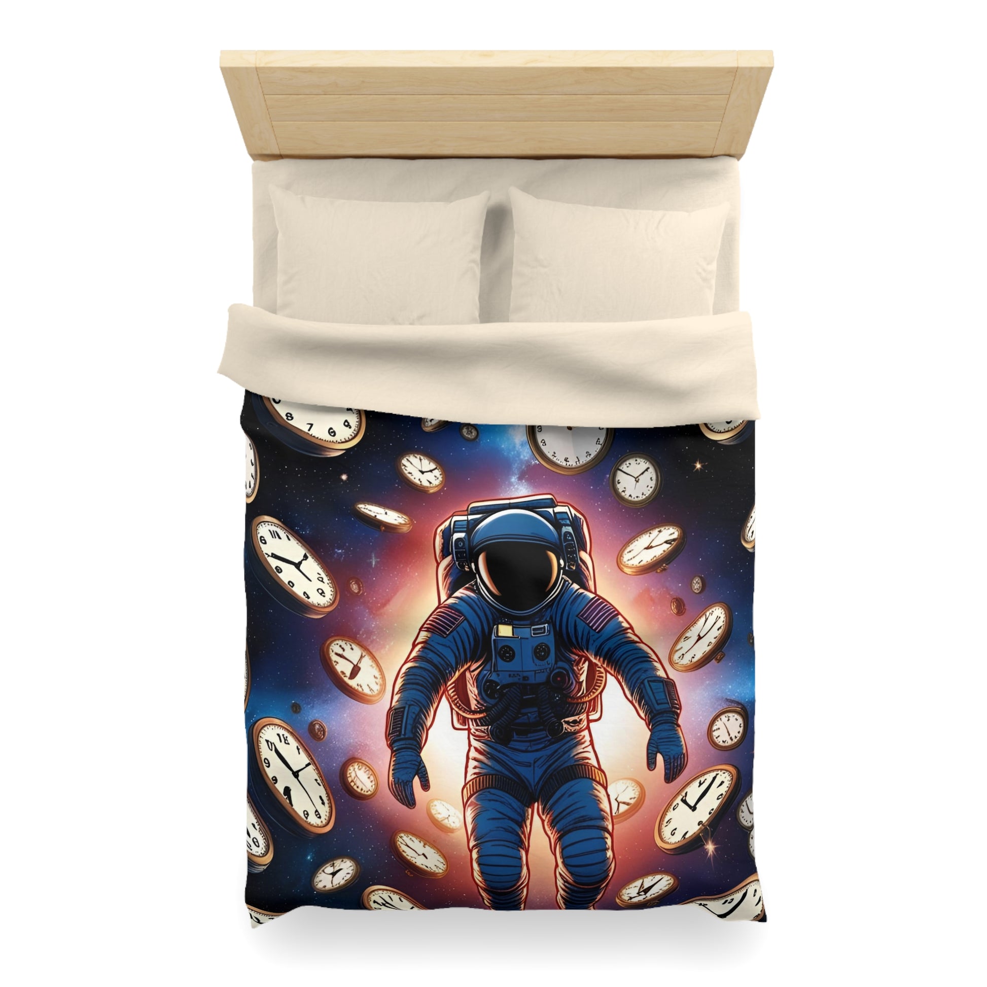 Astronaut Time Travel Microfiber Duvet Cover, Space Bedding, Bedroom Decor, Cosmic Gift, Unique Home Accessory