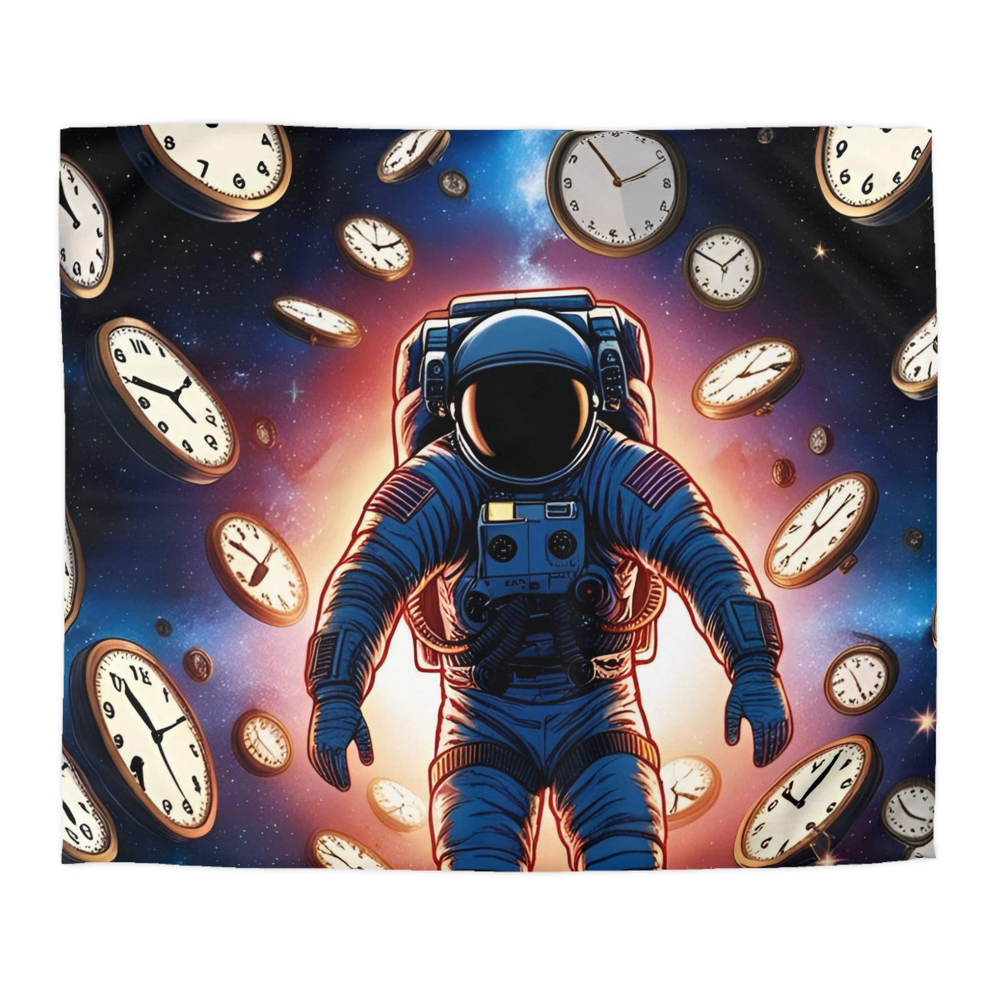 Astronaut Time Travel Microfiber Duvet Cover, Space Bedding, Bedroom Decor, Cosmic Gift, Unique Home Accessory