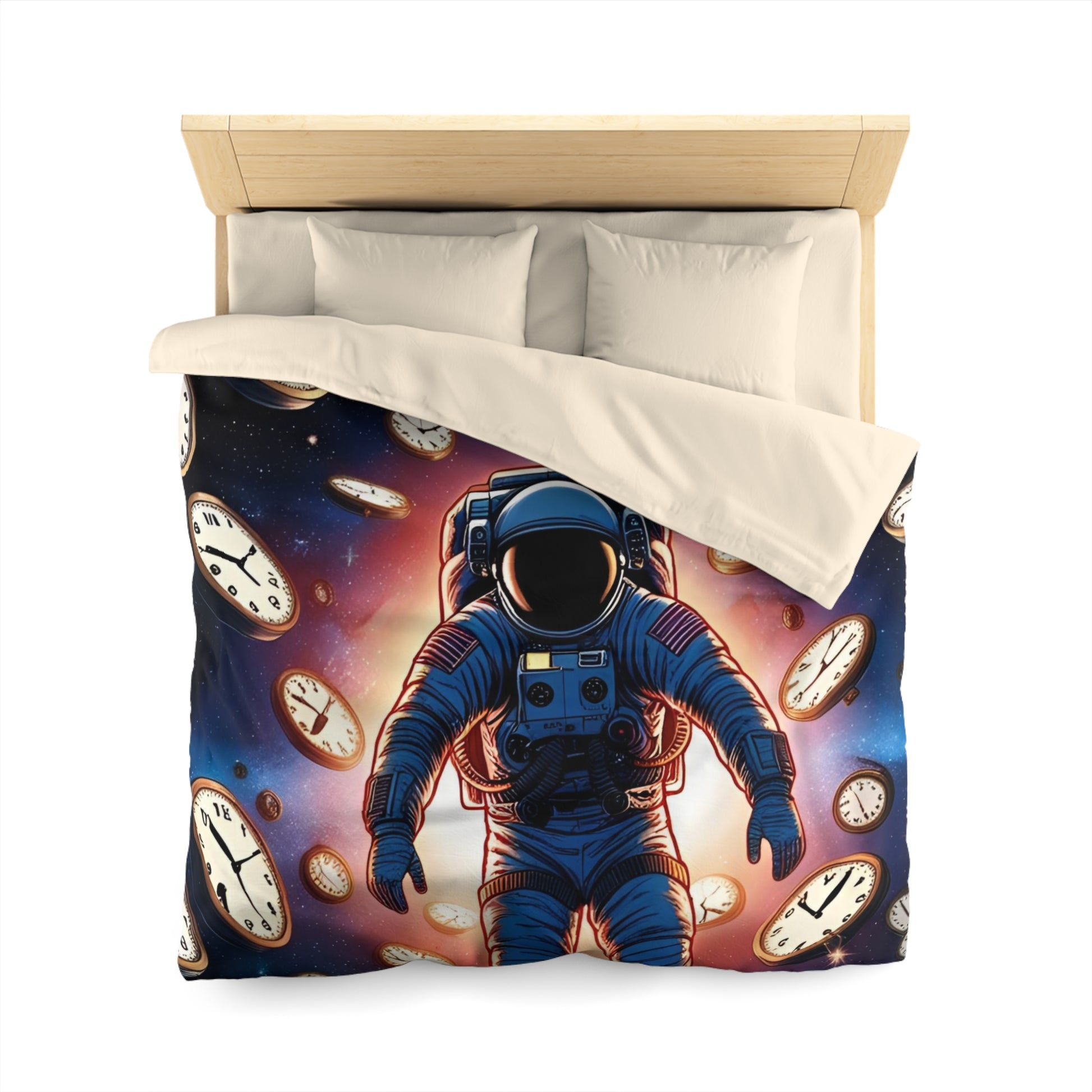 Astronaut Time Travel Microfiber Duvet Cover, Space Bedding, Bedroom Decor, Cosmic Gift, Unique Home Accessory