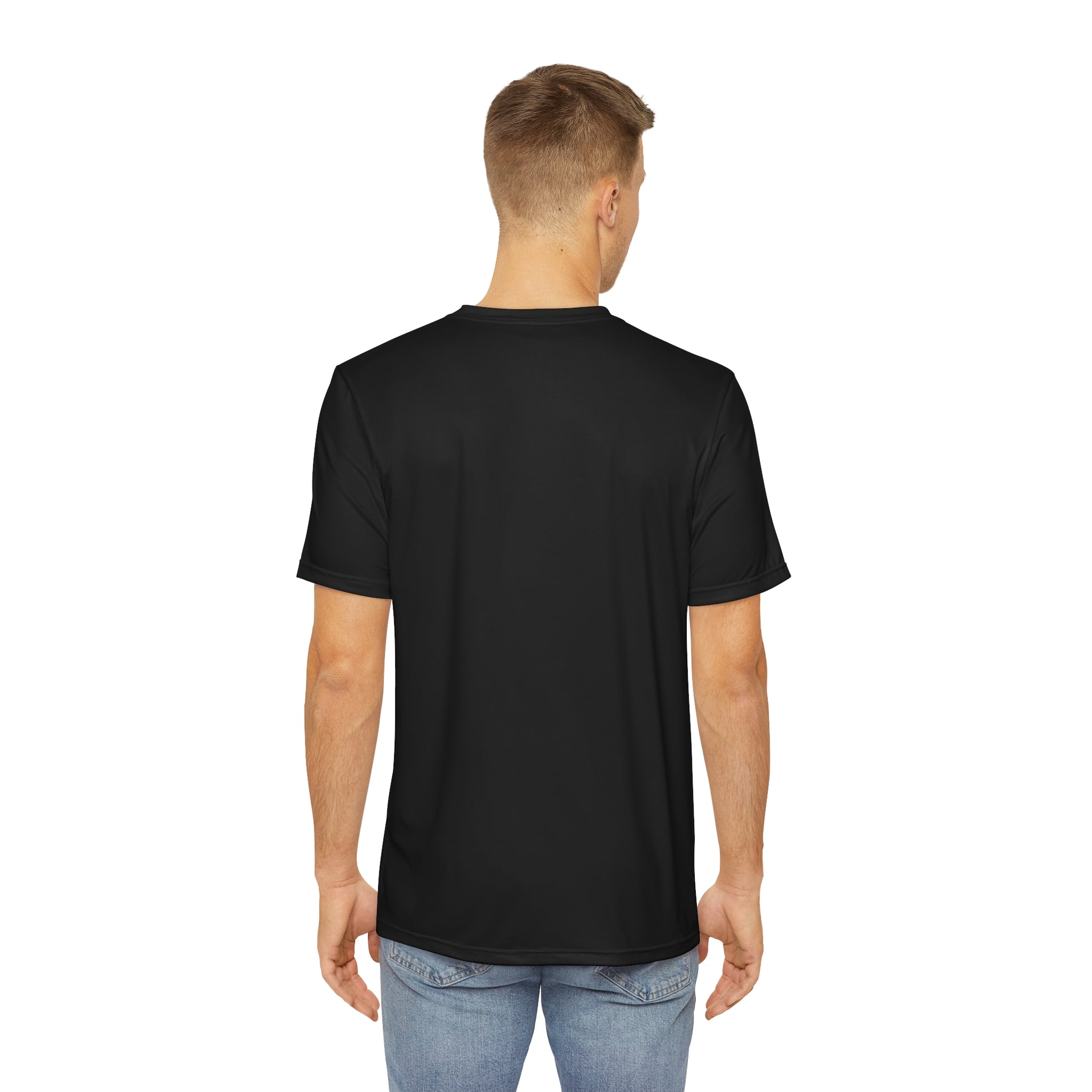 Cosmic Cat Men's Polyester Tee - Playful Space-Themed Apparel