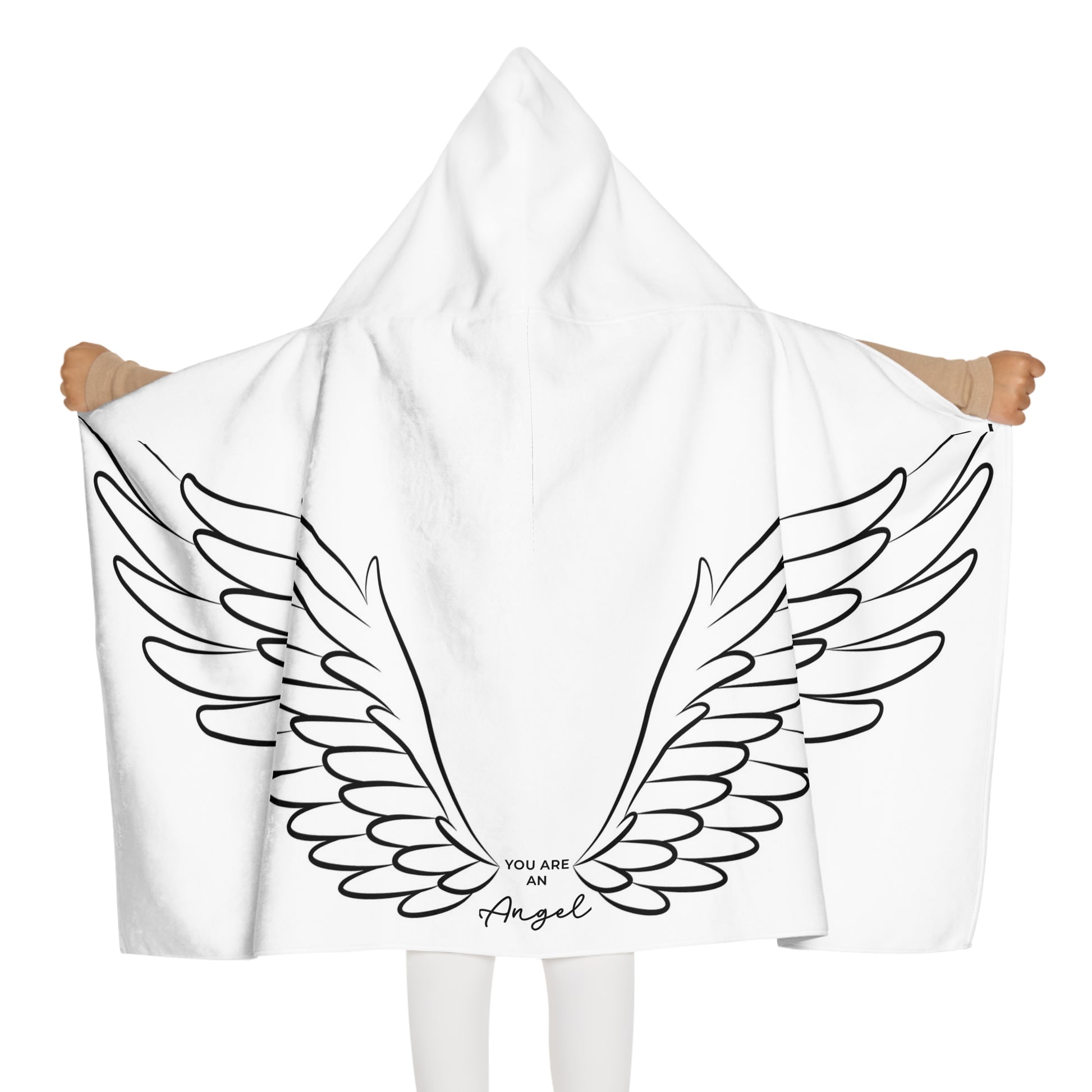 Angel Wings Youth Hooded Towel, Bathrobe for Kids, Beach Cover-up, Spa Day Essential, Gift for Birthdays and Holidays