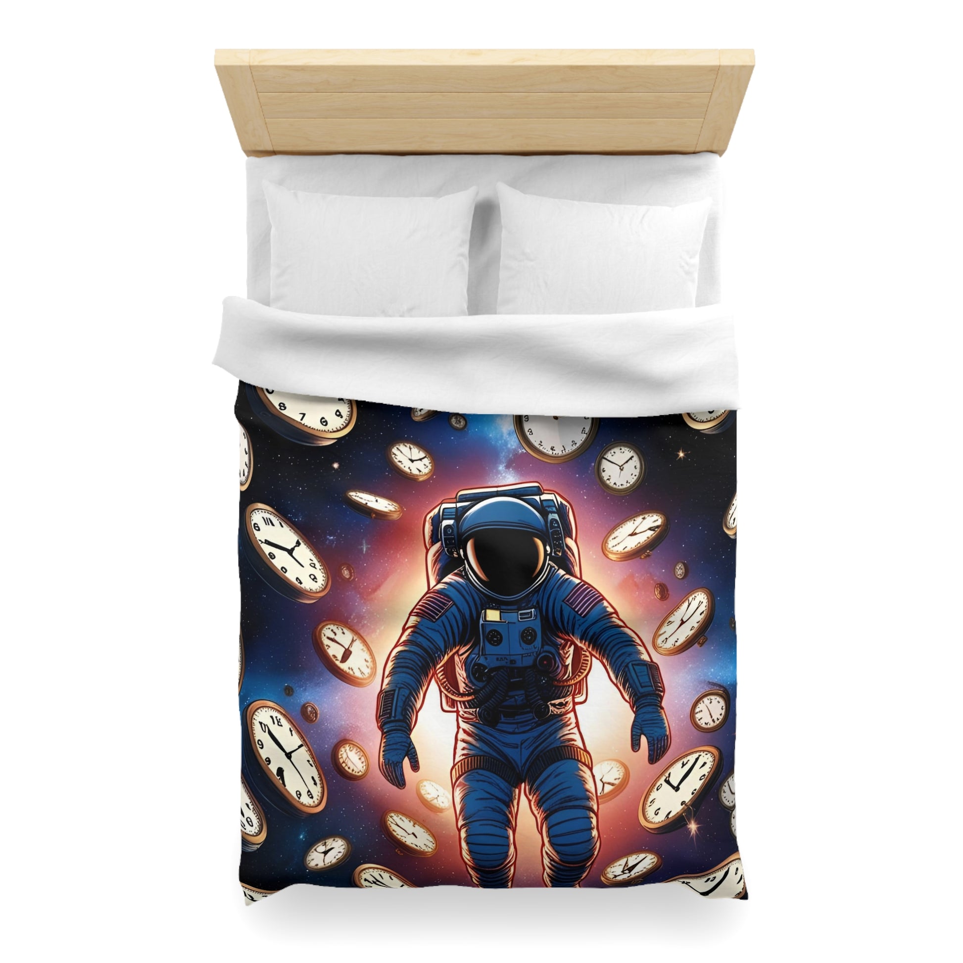 Astronaut Time Travel Microfiber Duvet Cover, Space Bedding, Bedroom Decor, Cosmic Gift, Unique Home Accessory