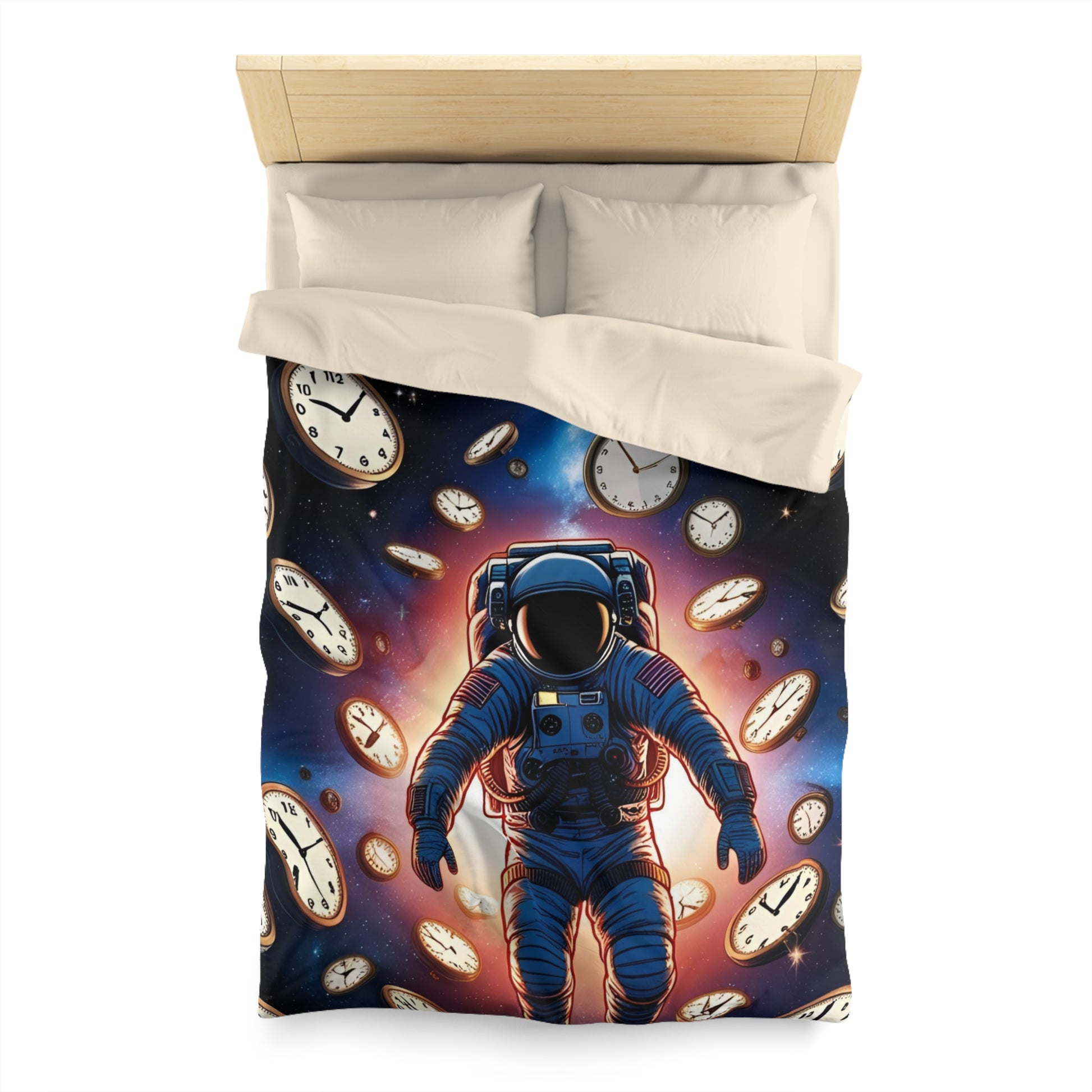 Astronaut Time Travel Microfiber Duvet Cover, Space Bedding, Bedroom Decor, Cosmic Gift, Unique Home Accessory