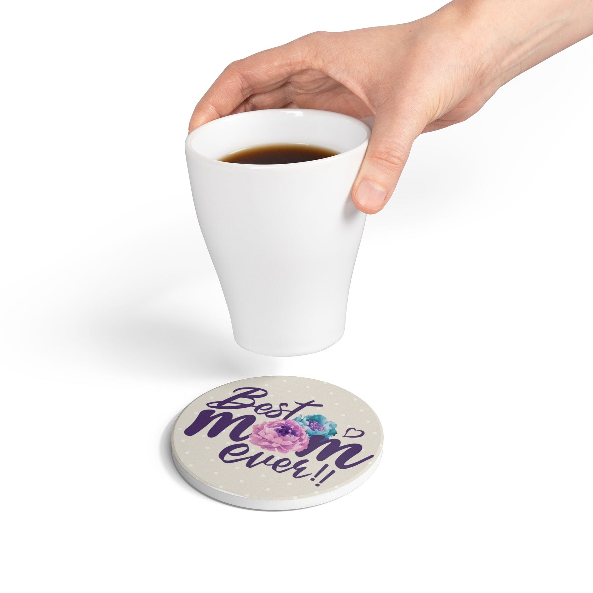 Best Mom Ever Floral Ceramic Coaster
