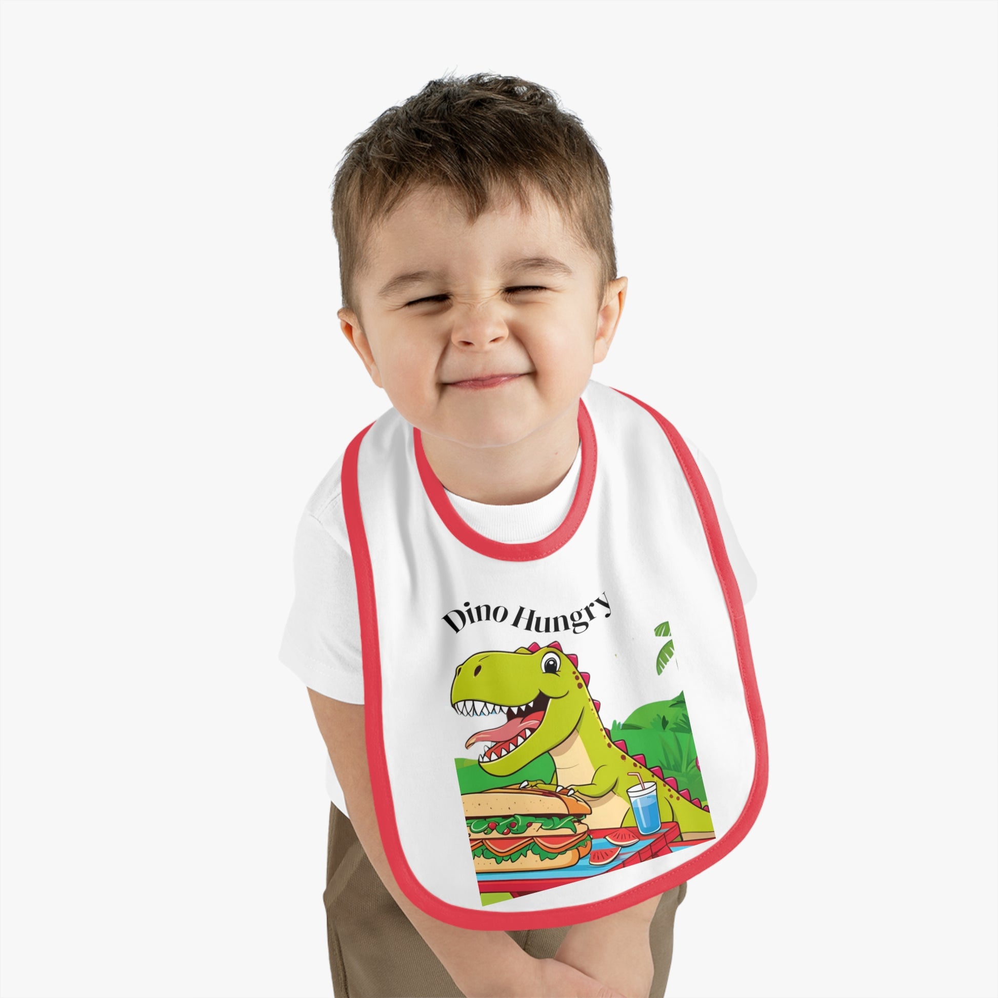 Dino Hungry Baby Bib, Cute Bib for Toddlers, Baby Shower Gift, Fun Feeding Accessory, Dinosaur Theme