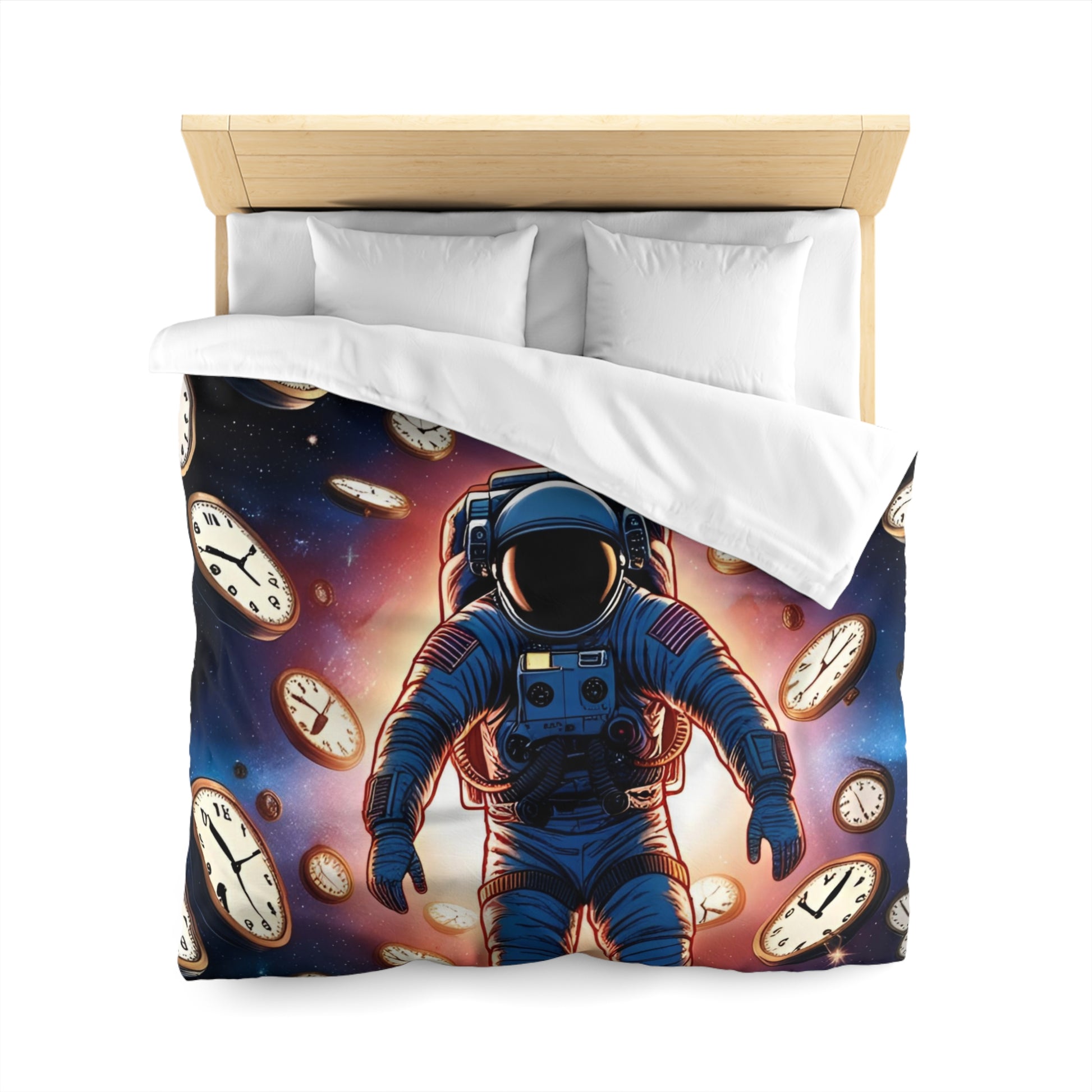 Astronaut Time Travel Microfiber Duvet Cover, Space Bedding, Bedroom Decor, Cosmic Gift, Unique Home Accessory