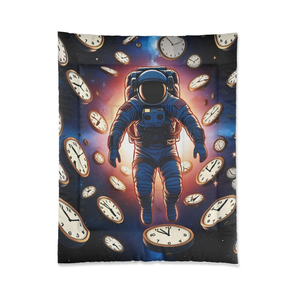 Astro Clock Comforter - Cosmic Bedding for Dreamers, Space Decor, Kids Room, Gift for Astronaut Lovers, Galaxy Theme Duvet