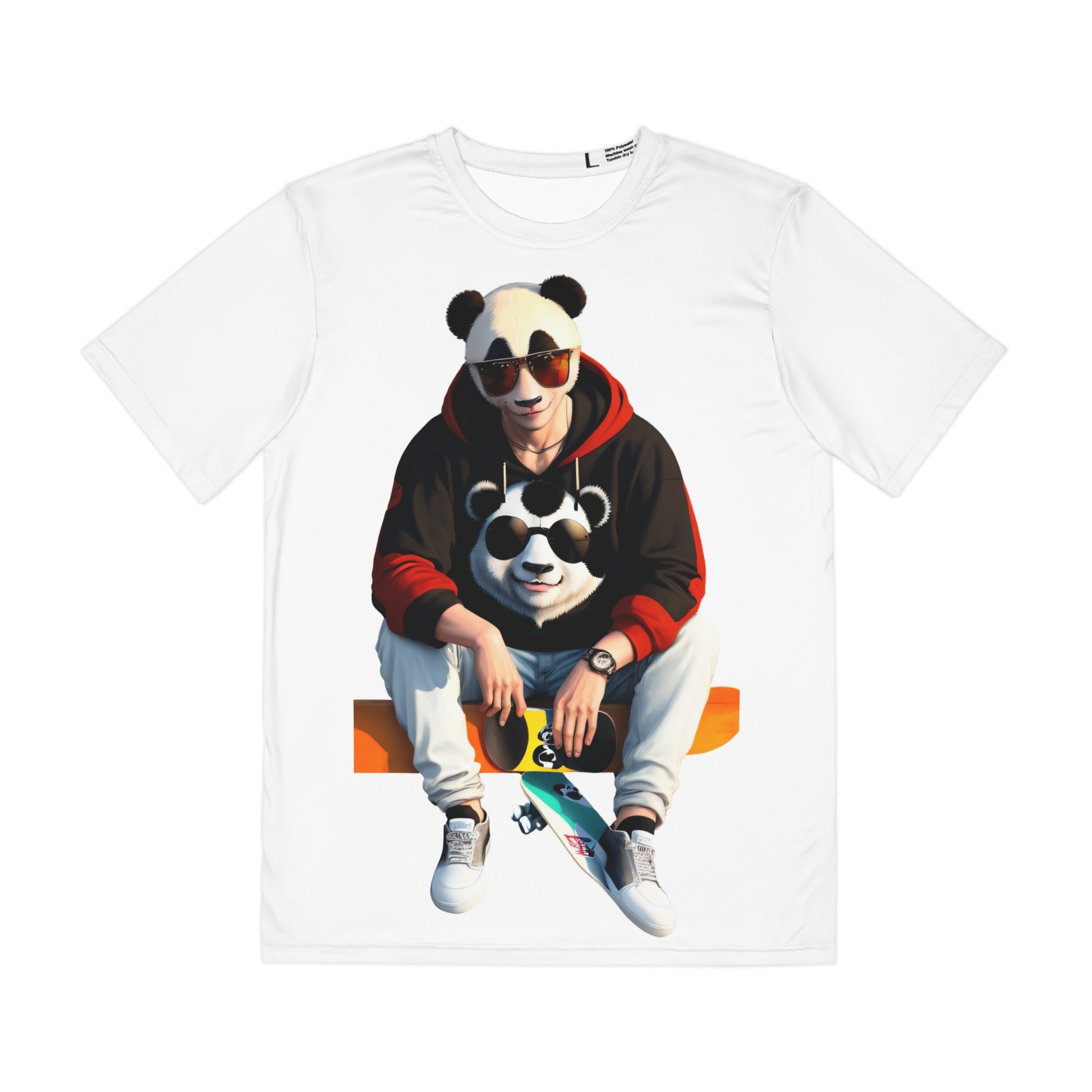Cool Panda Graphic Men's Polyester Tee - Casual Streetwear